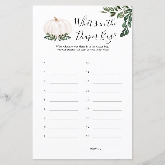 かぼちゃおむつバッグ赤ちゃんシャワーゲームに何がある (正面)