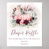 かぼちゃおむつラッフルベビーシャワーサイン ポスター (正面)