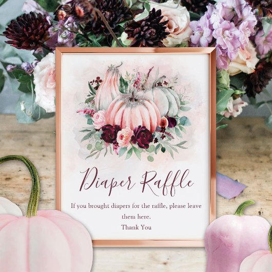かぼちゃおむつラッフルベビーシャワーサイン ポスター