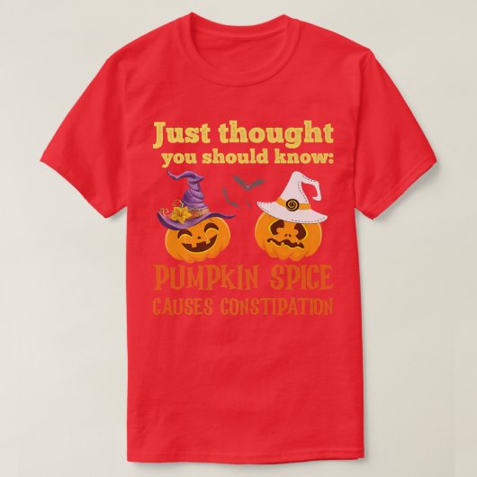 かぼちゃおもしろいの香辛料が便秘を引き起こす Tシャツ (デザイン正面)
