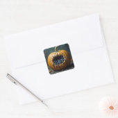 かぼちゃから這い出る黒いクモ スクエアシール (封筒)