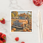 かぼちゃでいっぱいの古いトラック スタンダードカクテルナプキン (インサイチュ)