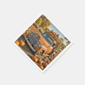 かぼちゃでいっぱいの古いトラック スタンダードカクテルナプキン (角)