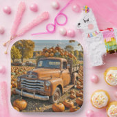 かぼちゃでいっぱいの古いトラック ペーパープレート (パーティー)