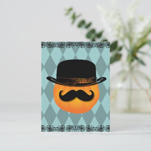 かぼちゃで口ひげと帽子 ポストカード (スタンド正面)