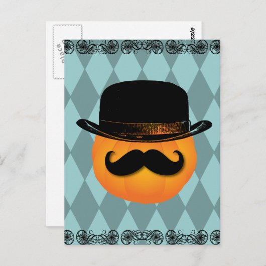 かぼちゃで口ひげと帽子 ポストカード (正面/裏面)