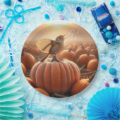 かぼちゃで歌う秋の鳥 ペーパープレート (パーティー)