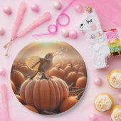 かぼちゃで歌う秋の鳥 ペーパープレート (パーティー)