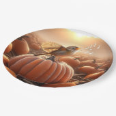 かぼちゃで歌う秋の鳥 ペーパープレート (アングル)