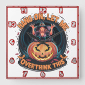 かぼちゃで考えを誘う魔女白熱［赤熱］光を放つ。 スクエア壁時計 (正面)