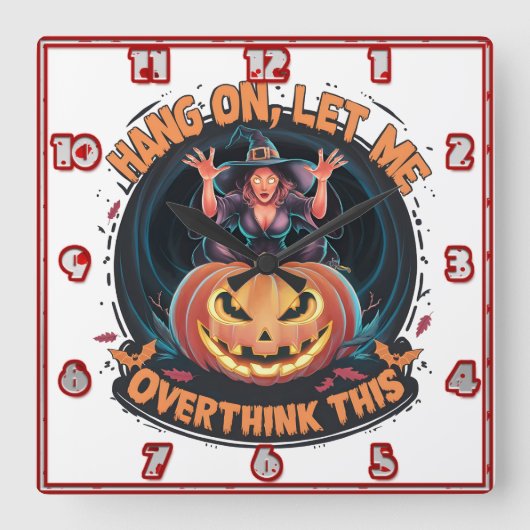 かぼちゃで考えを誘う魔女白熱［赤熱］光を放つ。 スクエア壁時計 (正面)