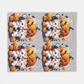 かぼちゃで遊かわいい子猫 フリースブランケット (正面(横))