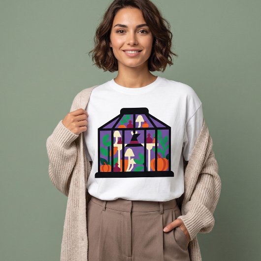 かぼちゃとキノコのグラフィック Tシャツ