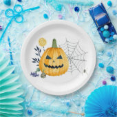 かぼちゃとクモの巣 ペーパープレート (パーティー)