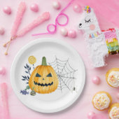 かぼちゃとクモの巣 ペーパープレート (パーティー)