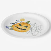 かぼちゃとクモの巣 ペーパープレート (アングル)