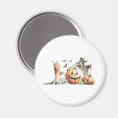 かぼちゃとドリンクのスケルトン。ハロウィン. マグネット (正面/裏面)
