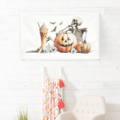 かぼちゃとドリンクのスケルトン。ハロウィン. 横断幕 (インサイチュ)
