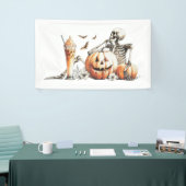 かぼちゃとドリンクのスケルトン。ハロウィン. 横断幕 (トレードショー)