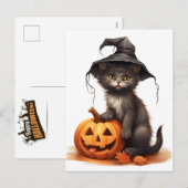 かぼちゃとハロウィンの猫 シーズンポストカード (正面/裏面)
