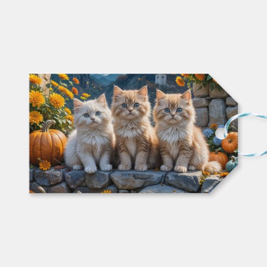 かぼちゃとラムを使ったふわふわした秋の子猫3 ギフトタグ (正面(横))