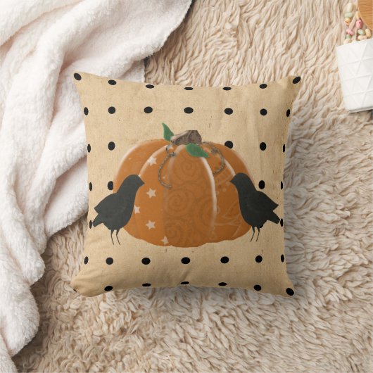 かぼちゃと水玉模様枕 クッション (ブランケット)