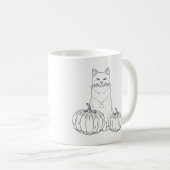 かぼちゃと猫のシンプルな秋の線画と名前 コーヒーマグカップ (正面右)
