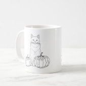 かぼちゃと猫のシンプルな秋の線画と名前 コーヒーマグカップ (正面左)