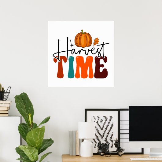 かぼちゃと紅葉の収穫時期 ポスター (ホームオフィス)
