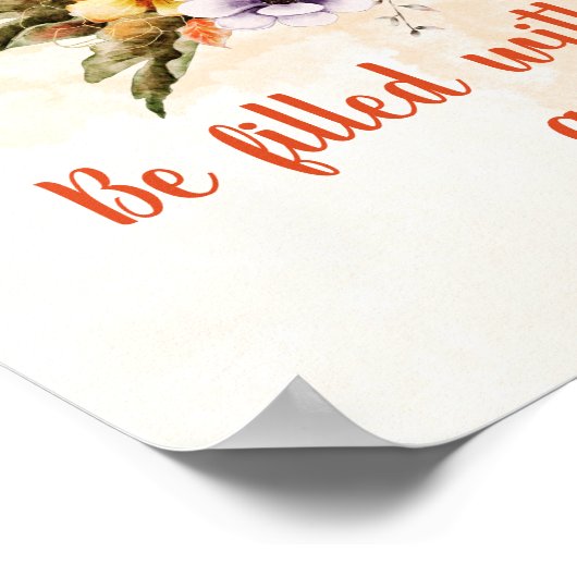 かぼちゃと花の感謝引用文 ポスター (角)