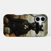 かぼちゃと魔女猫  iPhone 16ケース (裏面横)