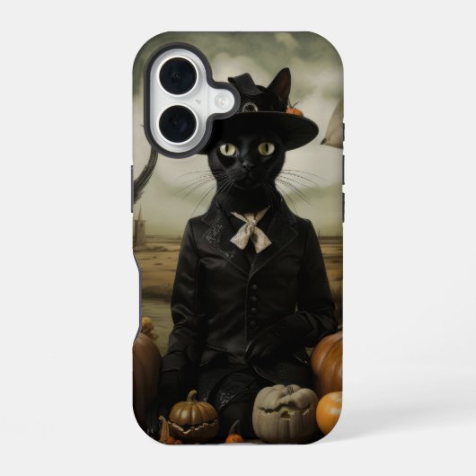 かぼちゃと魔女猫  iPhone 16ケース (裏面)