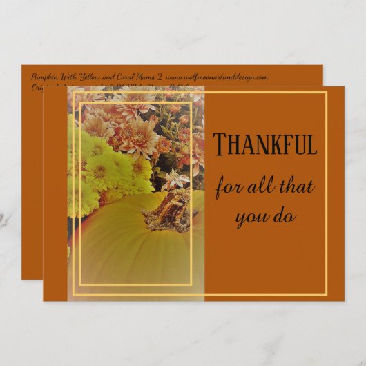 かぼちゃとMums 2 /感謝/ 5" x 7"はがき 招待状 (正面/裏面)