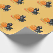 かぼちゃにかわいい黒猫 ラッピングペーパー (角)