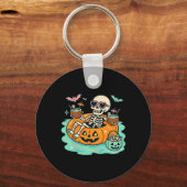 かぼちゃに乗ったスカル 浮き輪 ハロウィン プール キーホルダー (正面)