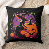 かぼちゃに座って考える魔女装飾用クッション クッション (ブランケット)