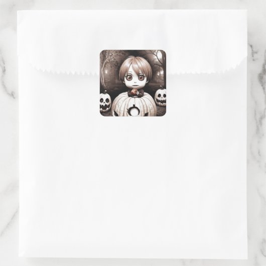 かぼちゃに毒リンゴを入れた不気味な子 スクエアシール (バッグ)