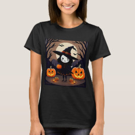かぼちゃのいるハロウィンの魔女 Tシャツ