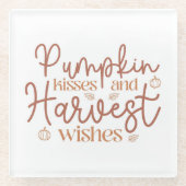 かぼちゃのキスと収穫願い ガラスコースター (正面)