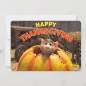 かぼちゃのキュートなネズミ - 幸せな感謝祭ファーム シーズンカード (正面)