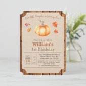 かぼちゃのクラシックな葉の木の1歳の誕生日招待状 招待状 (スタンド正面)