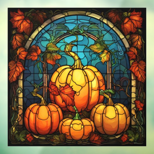 かぼちゃのステンドグラス窓にしがみつく ウィンドウサイン (シート3)