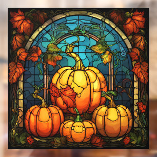 かぼちゃのステンドグラス窓にしがみつく ウィンドウサイン