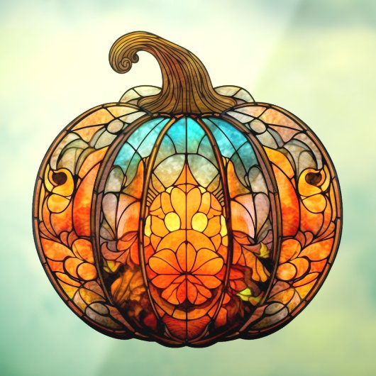 かぼちゃのステンドグラス窓にしがみつく ウィンドウサイン (シート3)