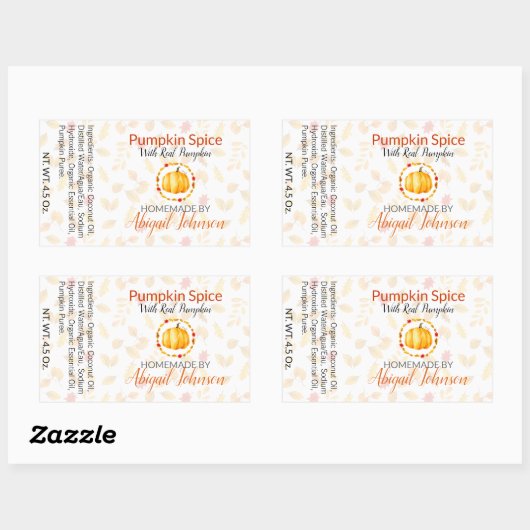 かぼちゃのスパイス手作り自家製せっけん |ギフトラベル 長方形シール (シート)