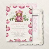 かぼちゃのテディベアの女の子の赤ちゃん歓迎会の招待状 招待状