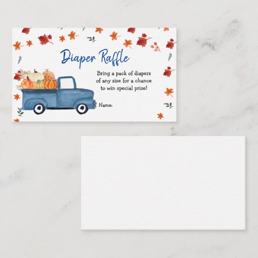 かぼちゃのトラックおむつラッフルカード、エンクロージャカード エンクロージャーカード (正面/裏面)