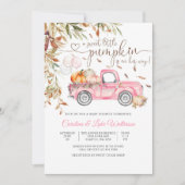 かぼちゃのトラックの女の子の赤ちゃん歓迎会の招待状 招待状 (正面)