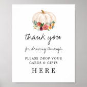 かぼちゃのドライブバイ ベイビーシャワーのカードとギフト ポスター (正面)