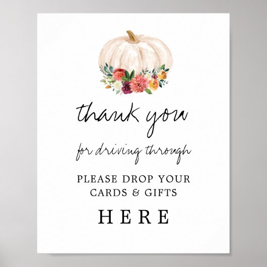 かぼちゃのドライブバイ ベイビーシャワーのカードとギフト ポスター (正面)